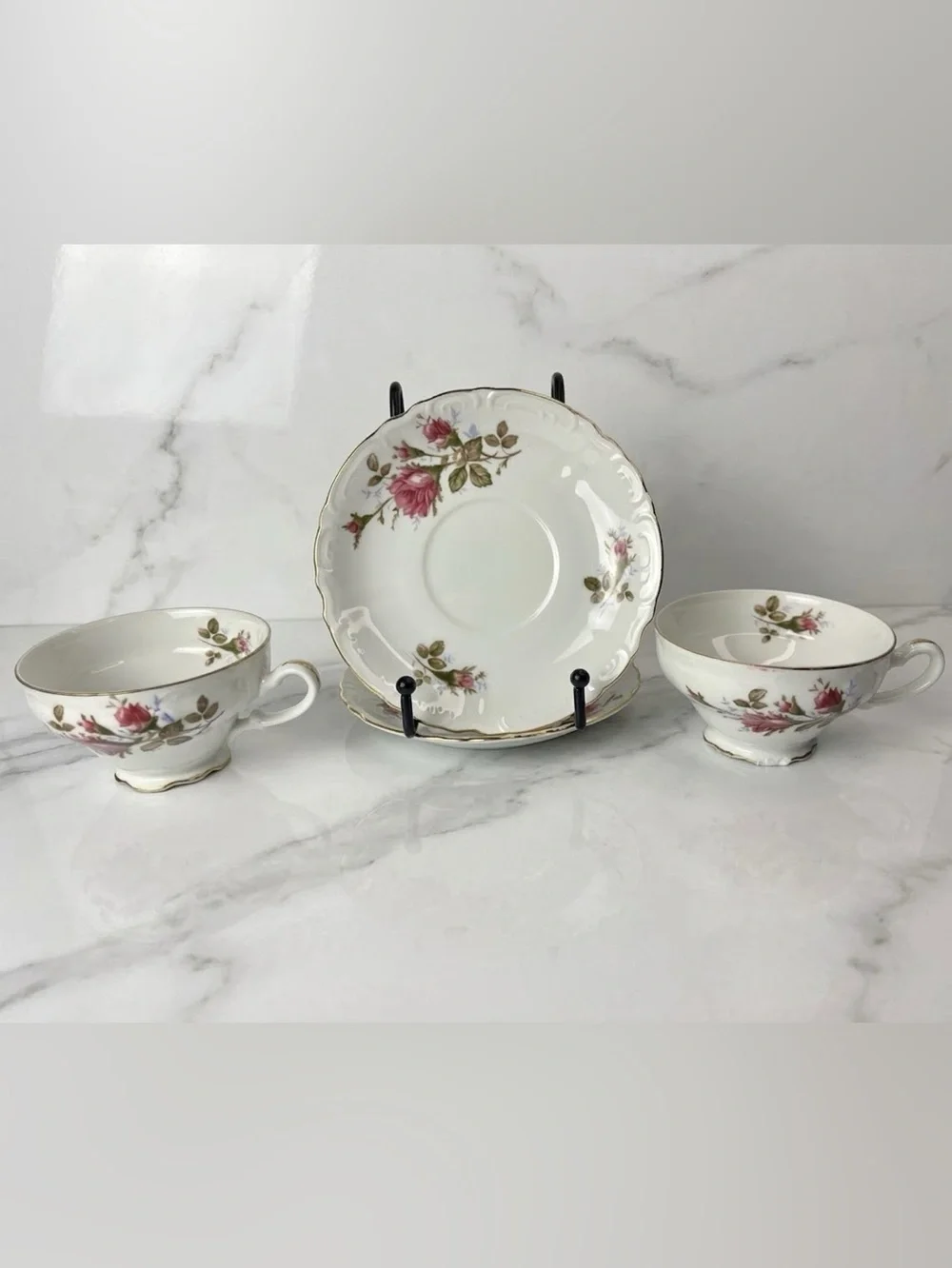 Set Of 2 Royal Rose Fine China Japan Tea Cup Saucer Sets